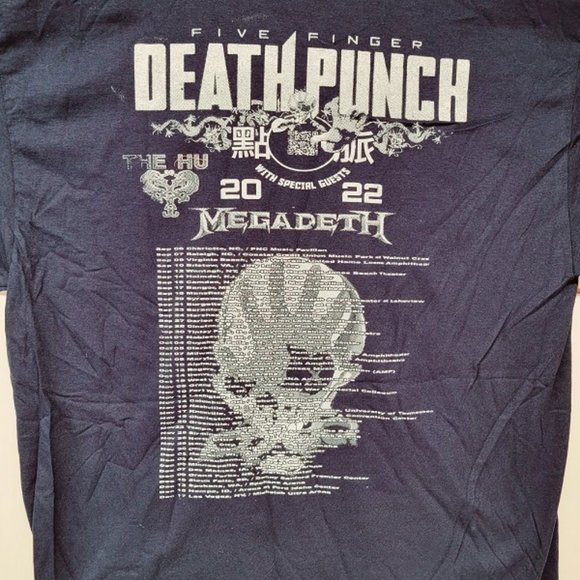 5 finger death punch 2022 tour shirt with Megadeth - Picture 2 of 2
